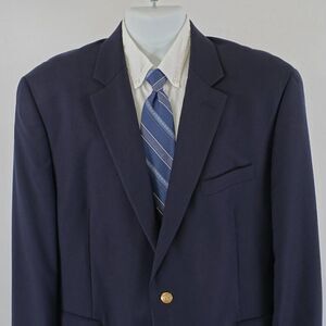 Lauren Ralph Lauren Blue‎ Wool 2 Gold Button Blazer 46R